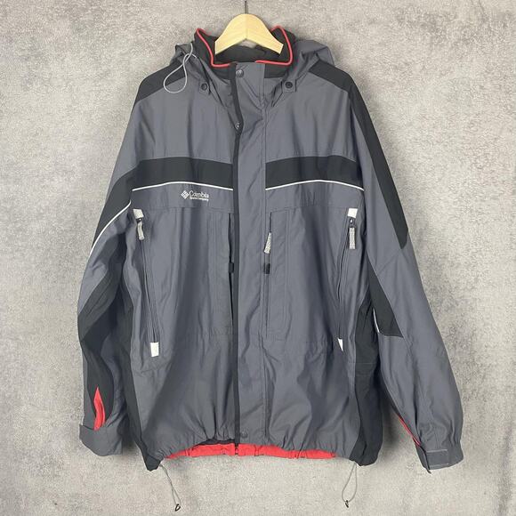 Columbia Jacket Mens 2XL Gray Black Hooded Waterproof Outdoor Coat Core - Picture 1 of 14